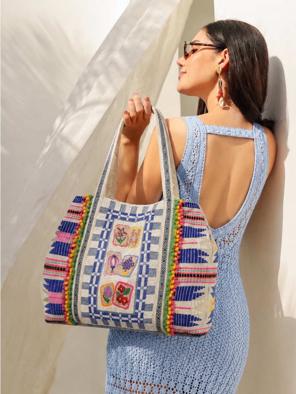 America & Beyond MAHJONG MARKET Fully Hand-Beaded Large Tote Purse